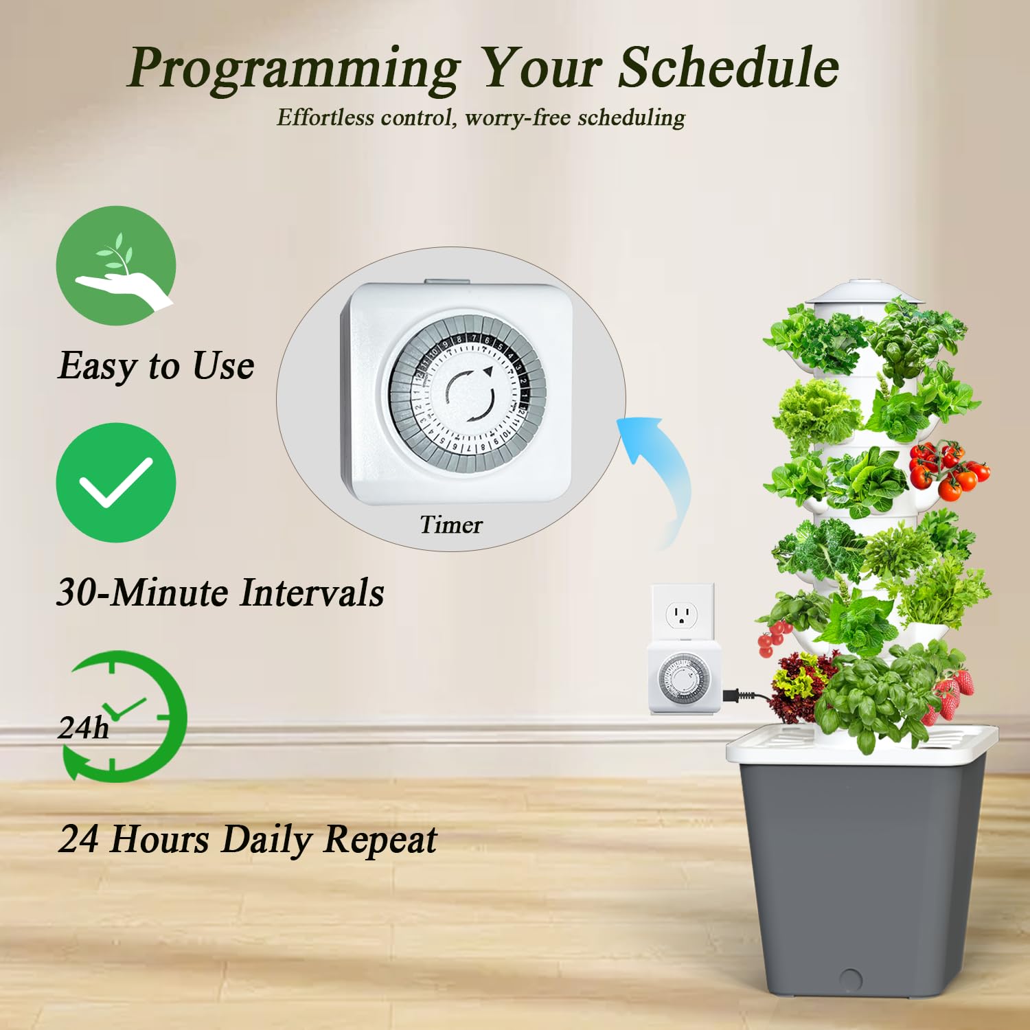 LYCereal 30 plant indoor tower highlights space saving design for herbs and vegetables