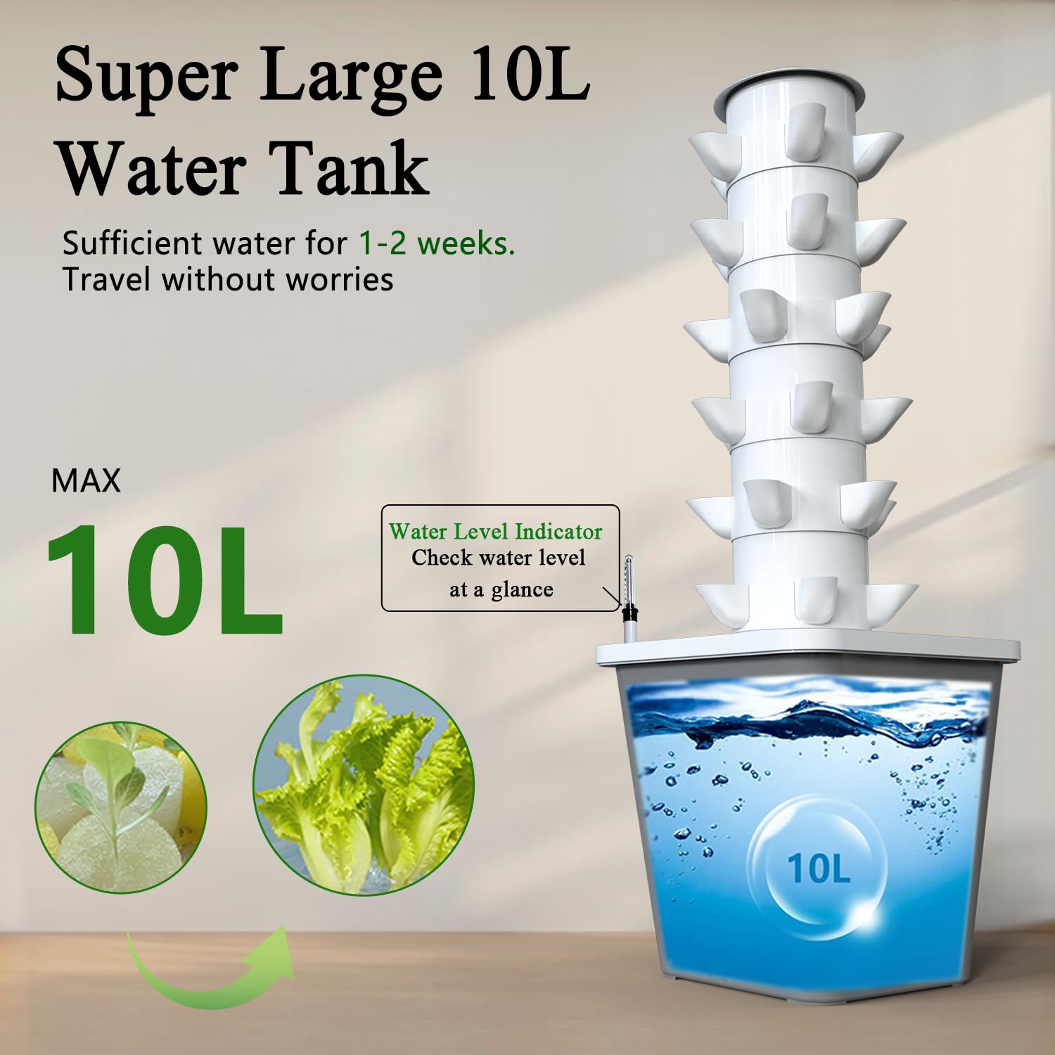 LYCereal water tank with level gauge enables easy monitoring and refills