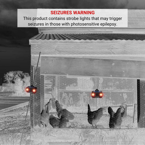 Lycoming garden and poultry coop protection with solar deterrent lights