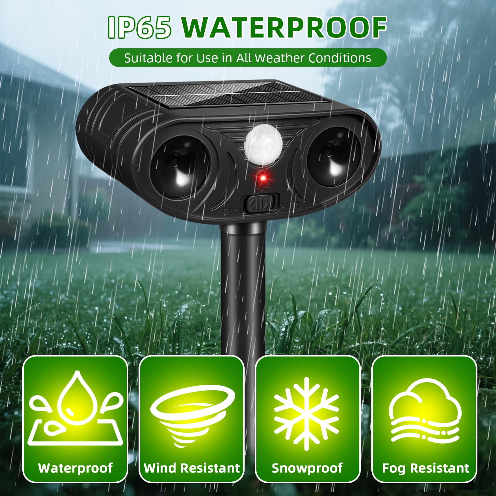 Lycxbfjia 110-degree PIR sensor detects motion up to 33 feet.