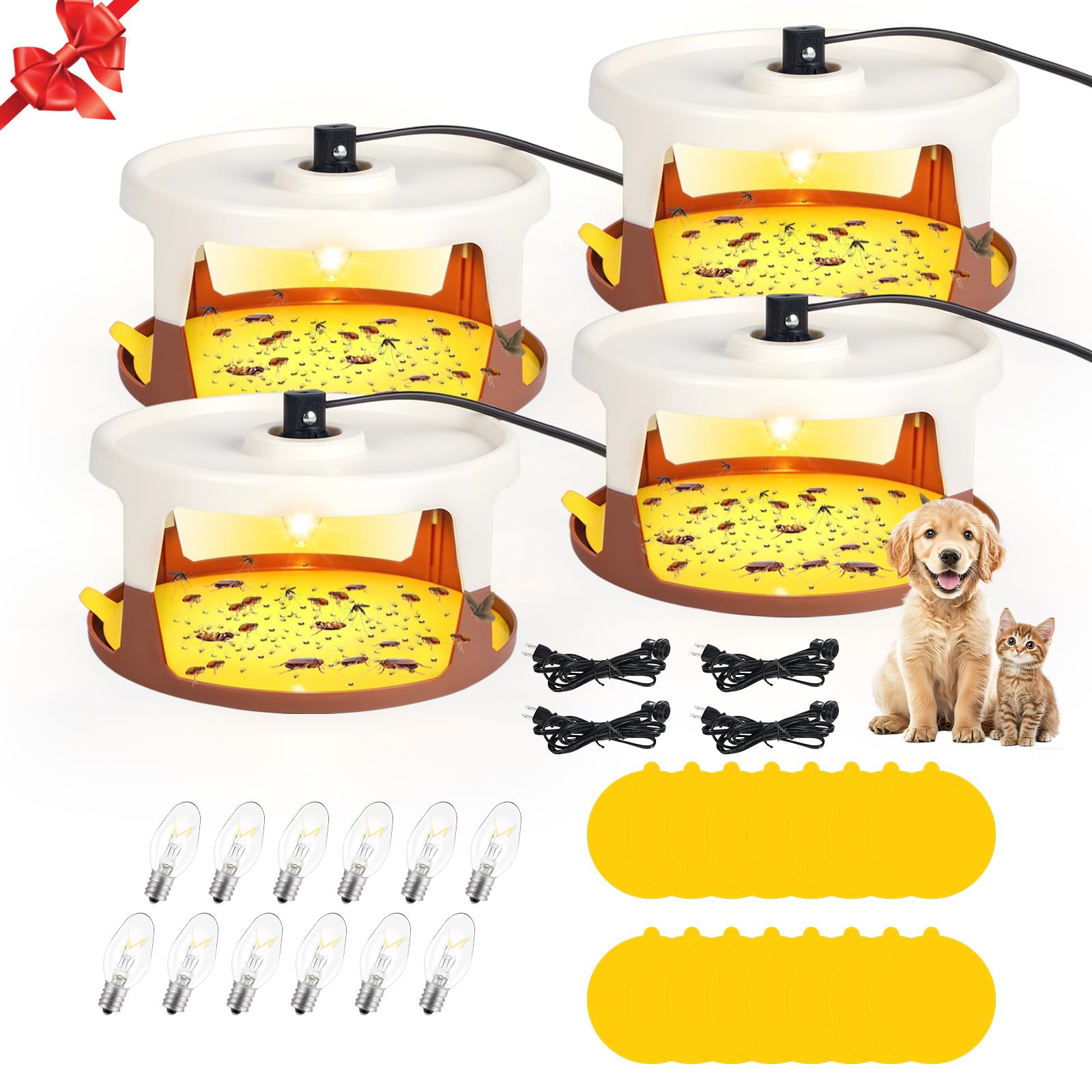 Lycxbfjia flea trap 4-pack on table shows compact indoor setup for discreet pest control