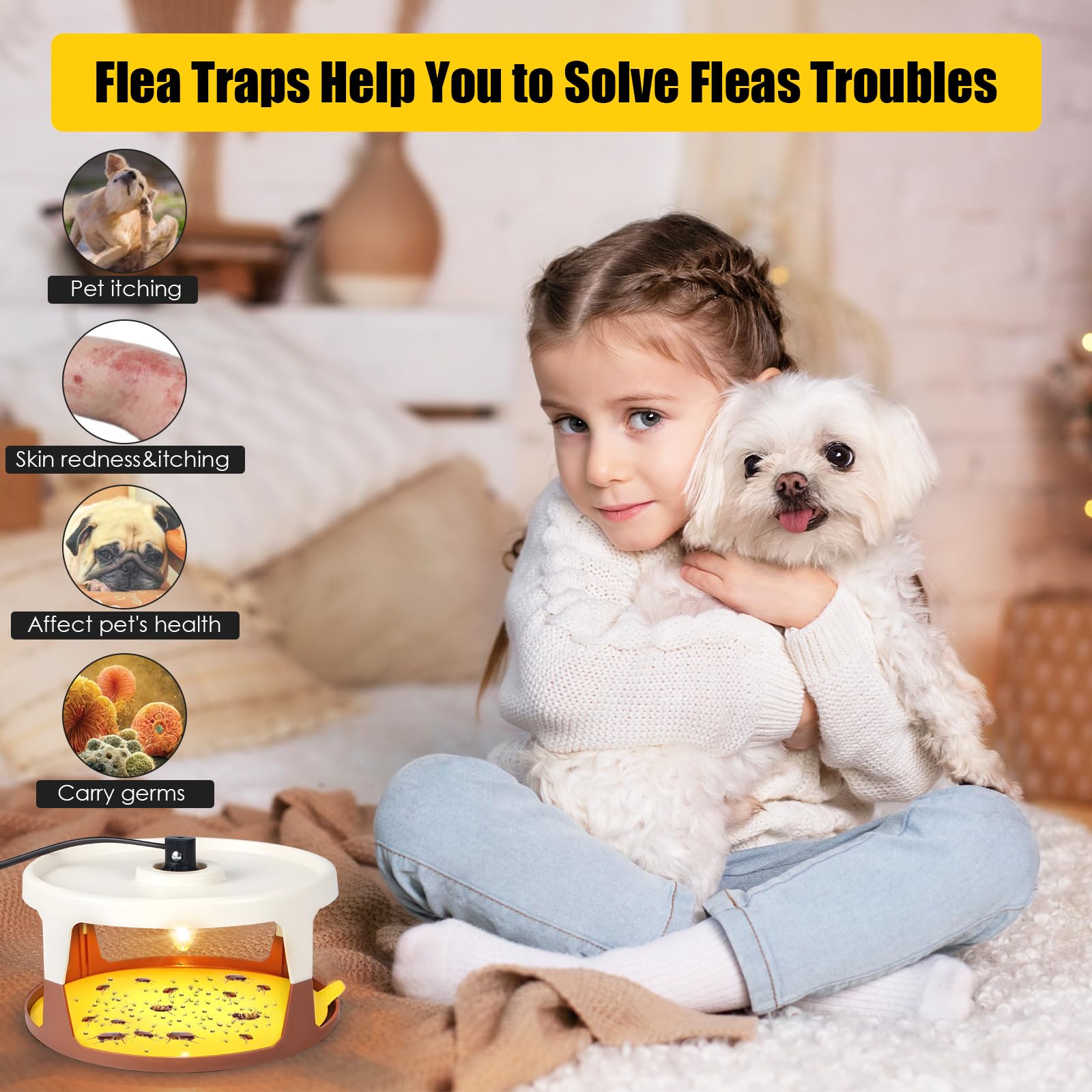Lycxbfjia indoor flea trap glow attracts fleas and other small pests for monitoring