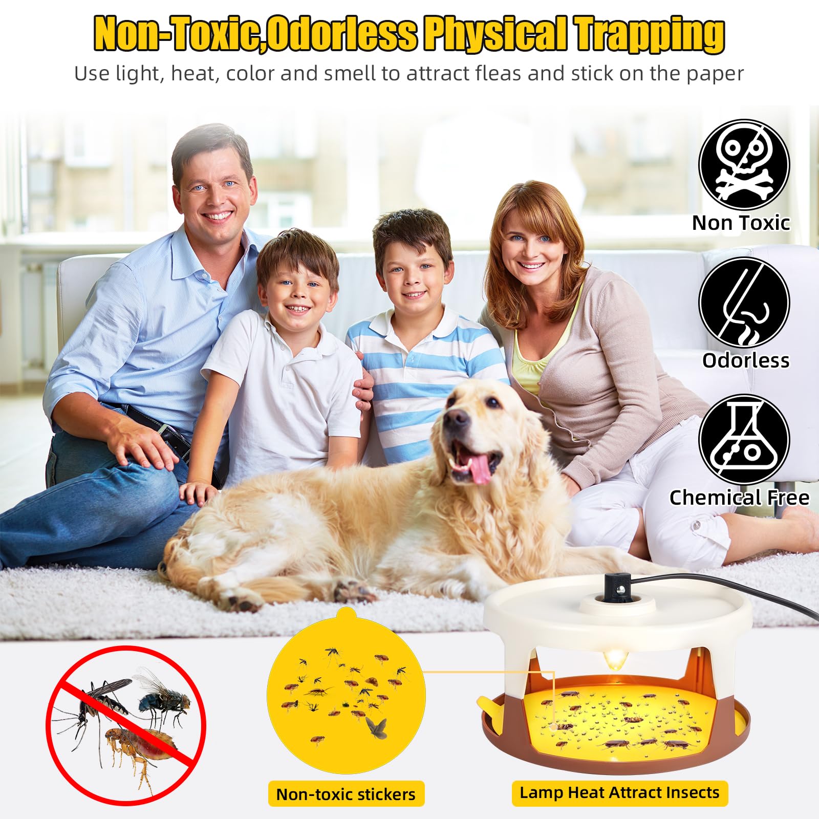 Lycxbfjia flea trap with glow bulbs highlights long-lasting attraction