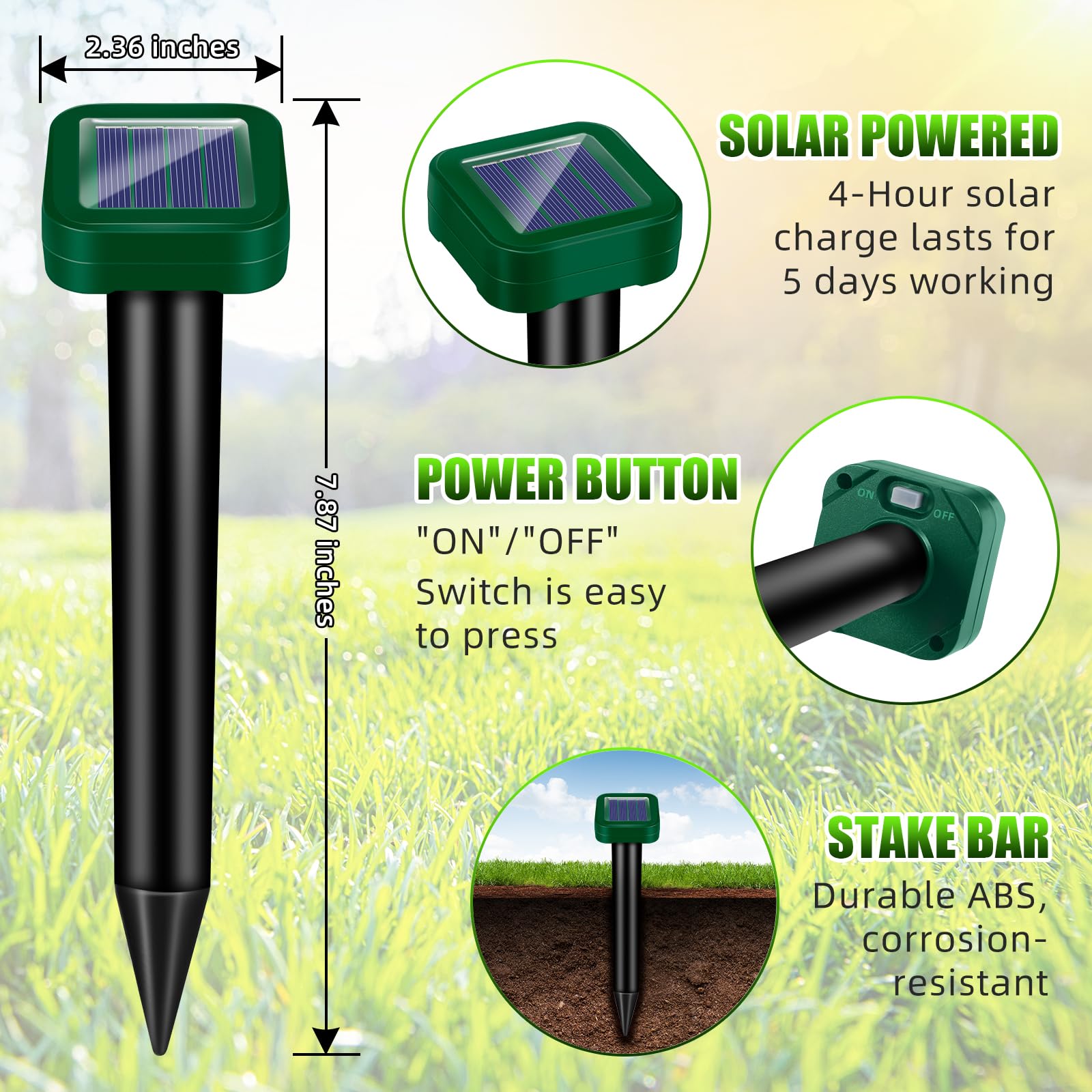 Lycxbfjia IP65 weatherproof stake ready for year-round outdoor use.