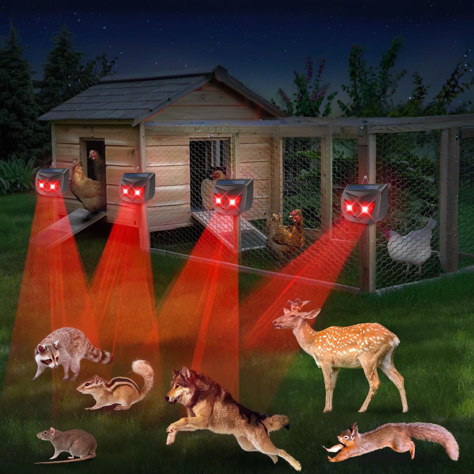 Lycxbfjia Predator Eyes in garden setting preserves crops with solar-powered security.