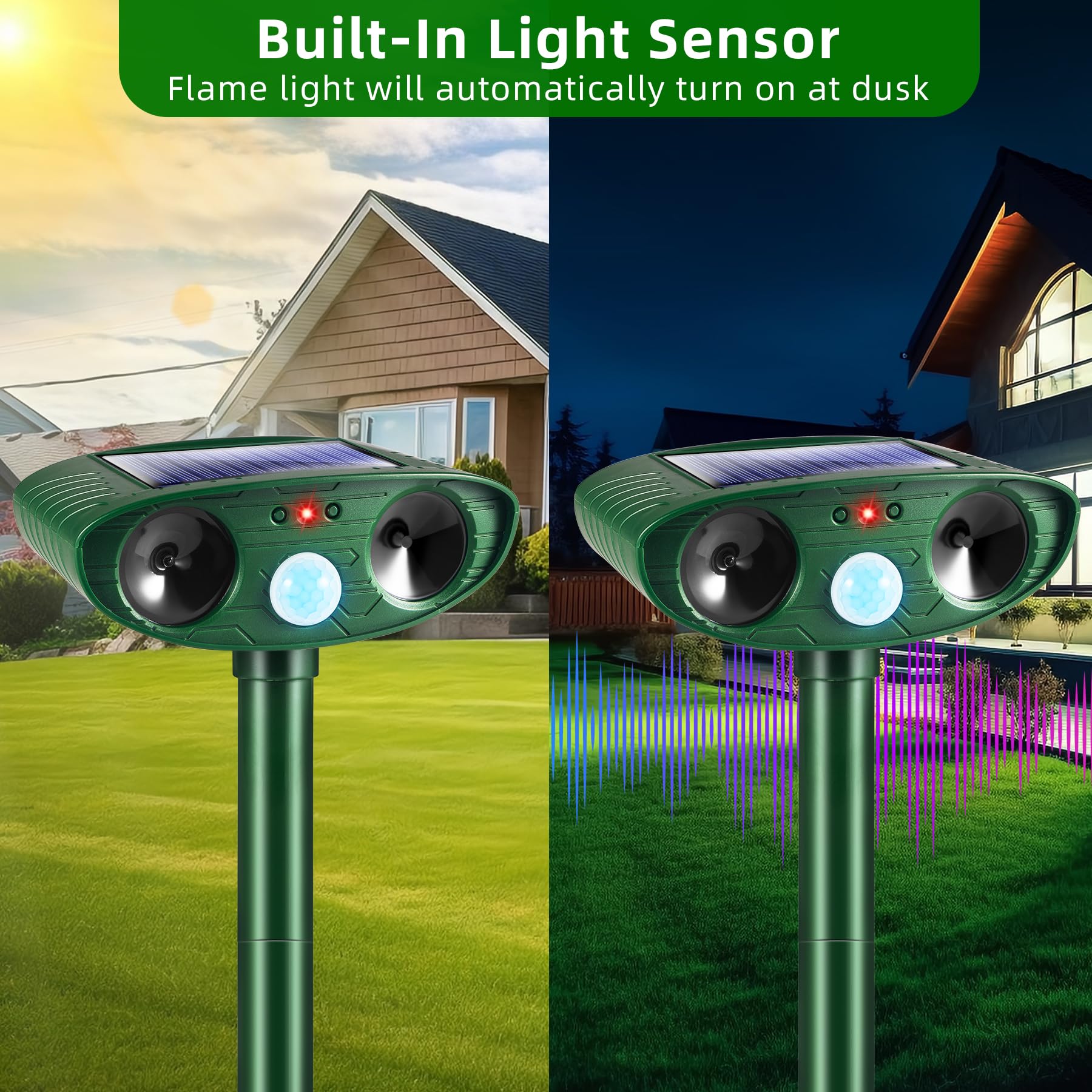 Lycxbfjia solar repeller guards flower beds from deer and rabbits using ultrasonic waves