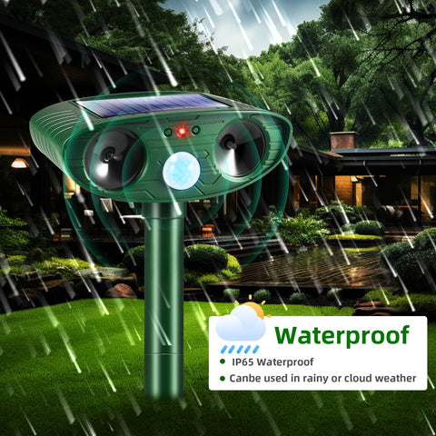 Lycxbfjia IP65 waterproof solar repeller operates in rain or snow