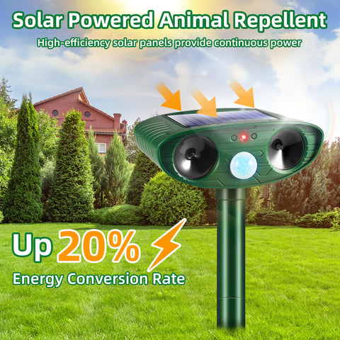 Lycxbfjia solar repeller with red strobe deters nocturnal intruders at night