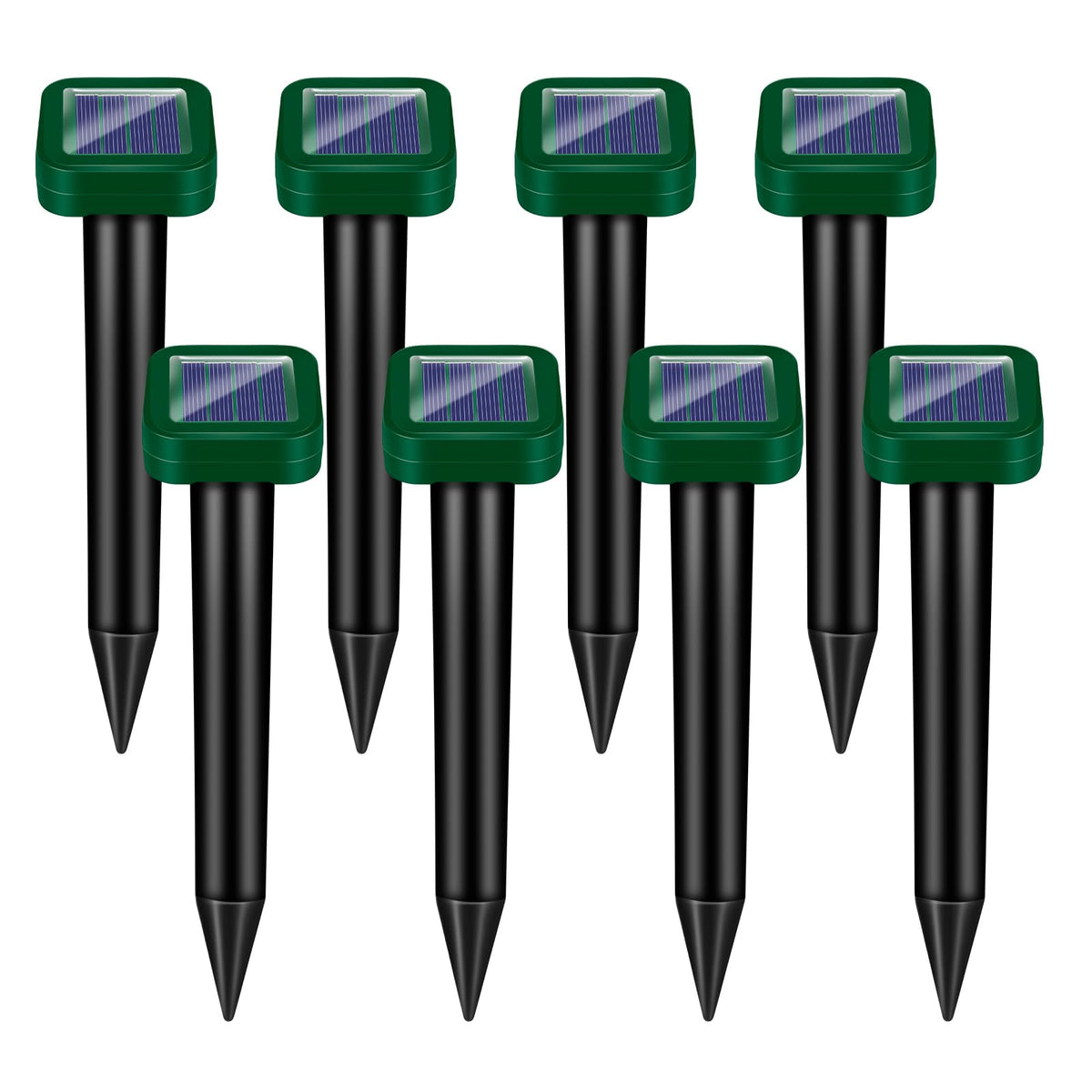 Lycxbfjia solar mole repellent stake installed in ground to deter burrowing pests.