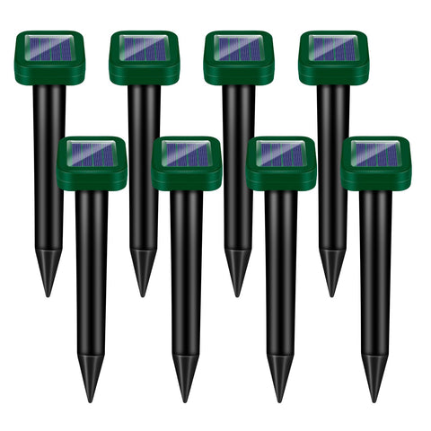 Lycxbfjia solar mole repellent stake installed in ground to deter burrowing pests.