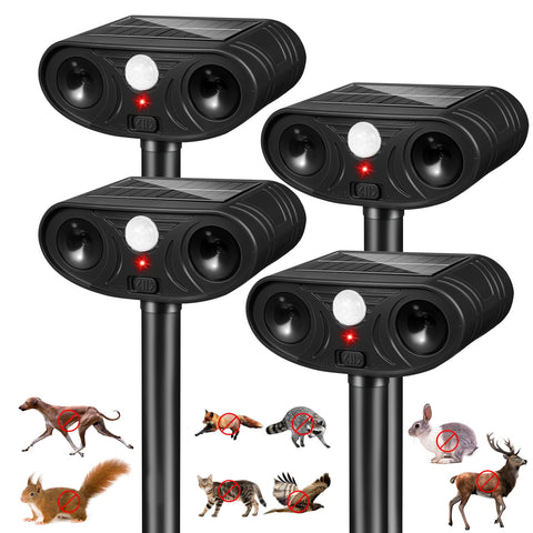Lycxbfjia solar ultrasonic deterrent front view protects gardens from animals.