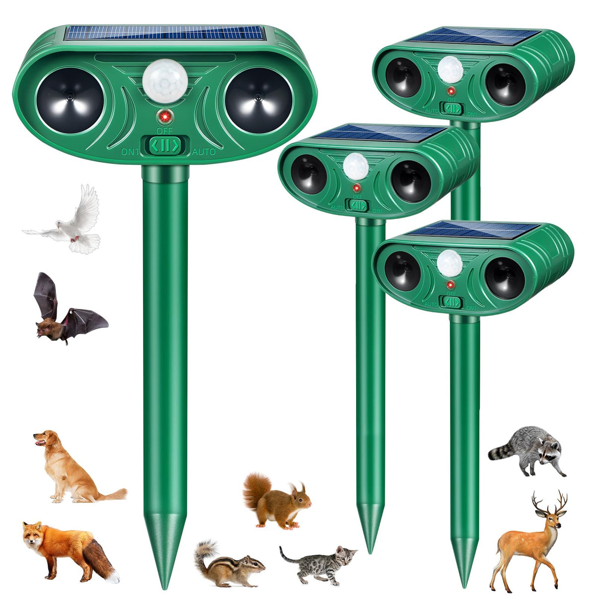 Lycxbfjia solar ultrasonic animal repellent front view for yard protection.