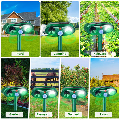 Lycxbfjia solar ultrasonic animal repellent packaging and quick-install setup