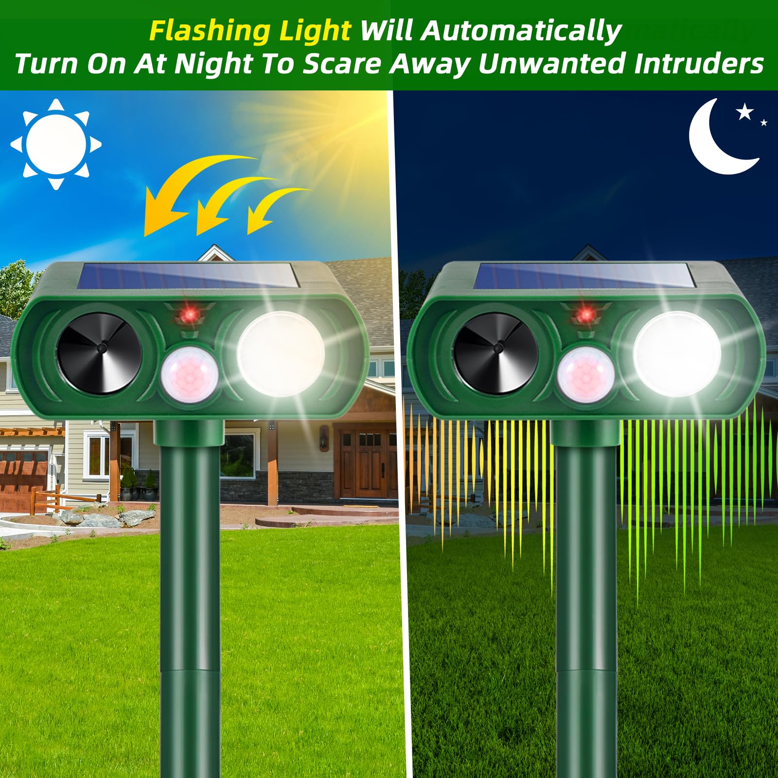 Lycxbfjia Sonic Fortress Pro placed on fence creates perimeter protection without cables.