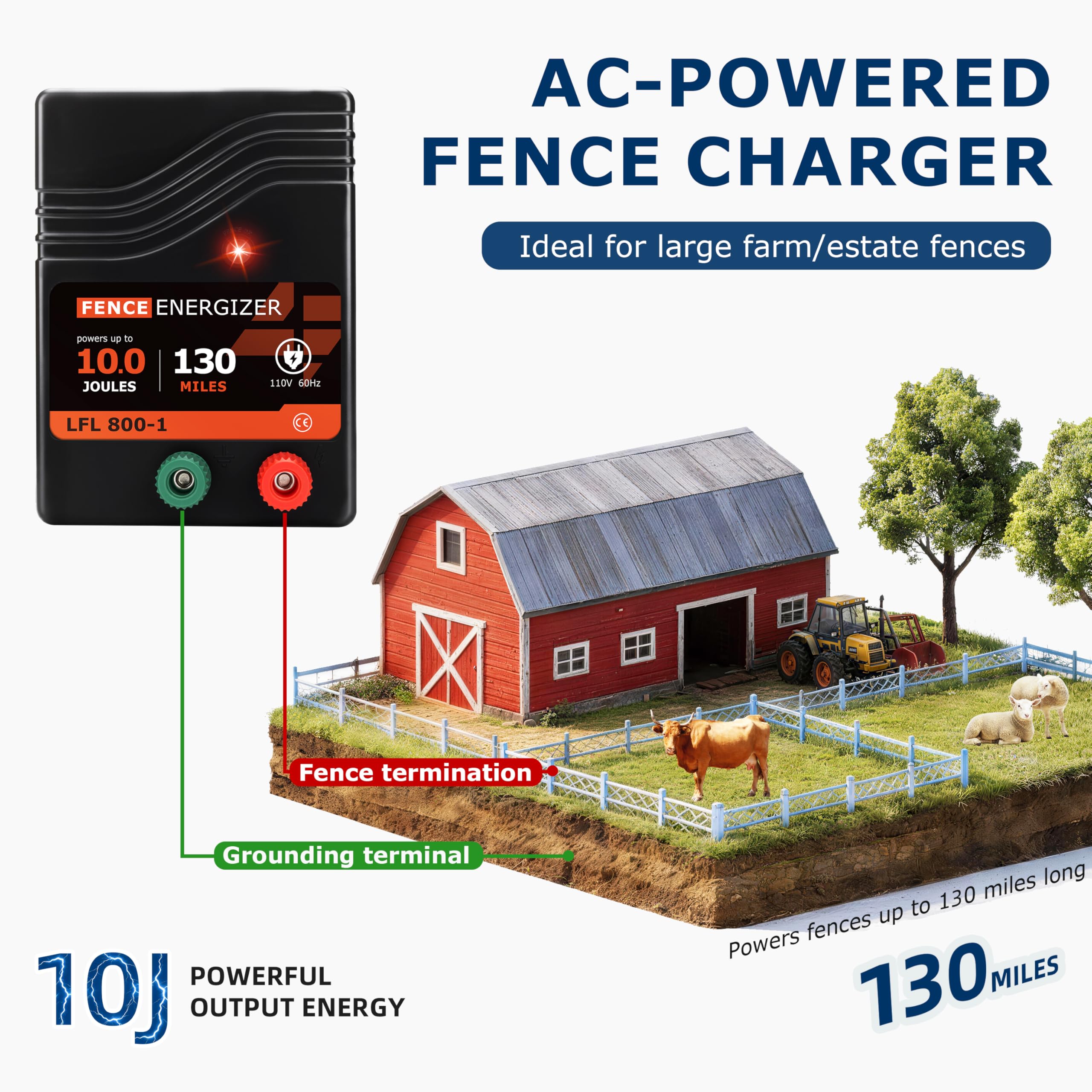 Lydite Fence 110V plug-in installation for easy setup on farms or estates