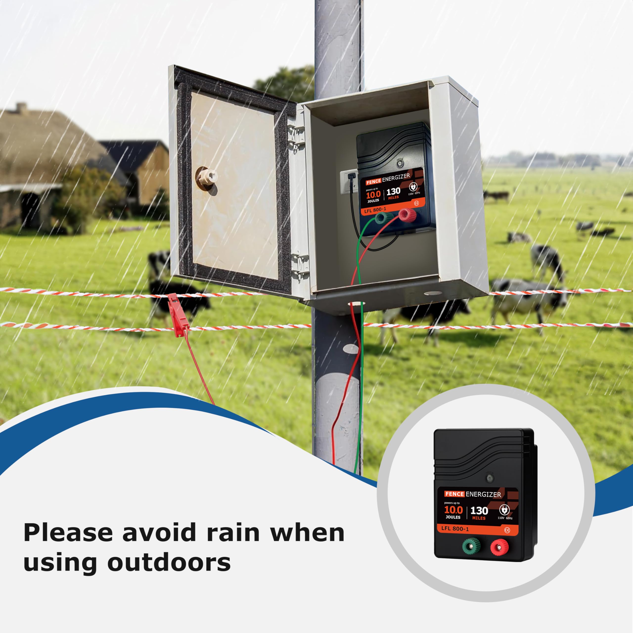 Lydite Fence durable housing with surge protection for outdoor use