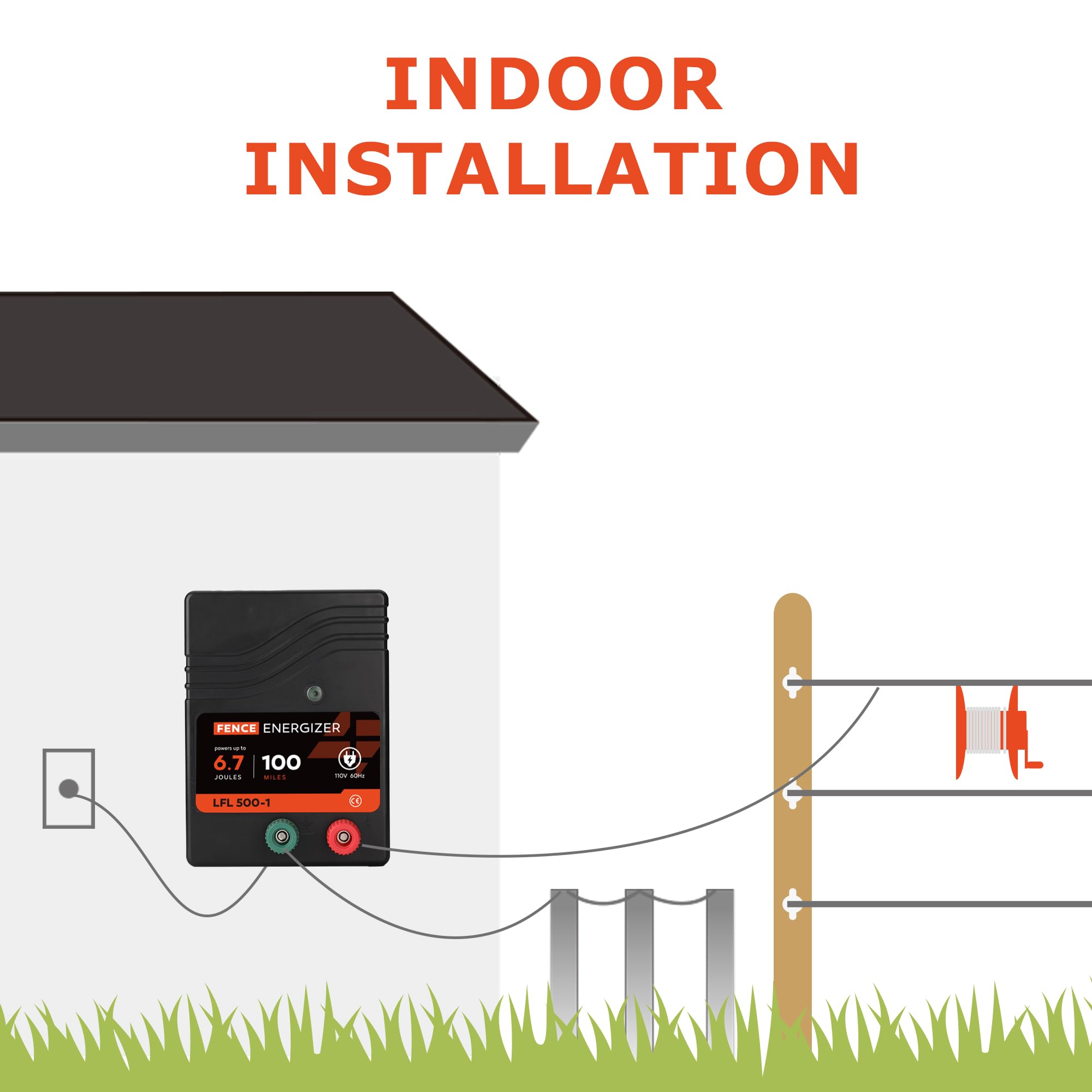 Lydite Fence Energizer emits a strong 7kV pulse to energize the fence.