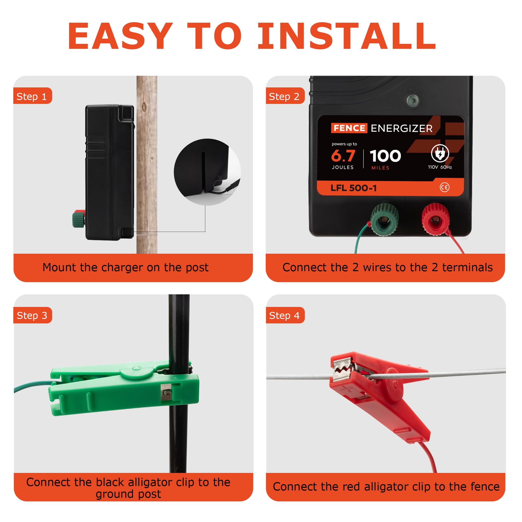 Lydite Fence Energizer shows a visible indicator to confirm operation.