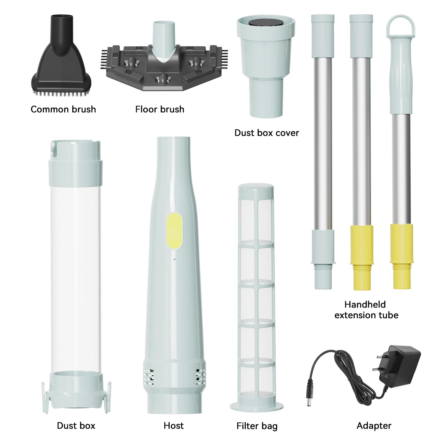 Lydsto S1 Lite includes 3 aluminum poles for versatile cleaning setups.