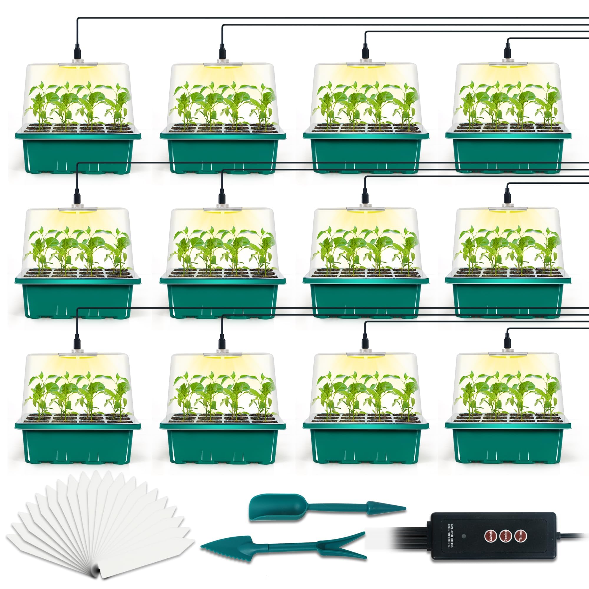 LYDTICK seed starter tray with grow light powers indoor germination and even growth