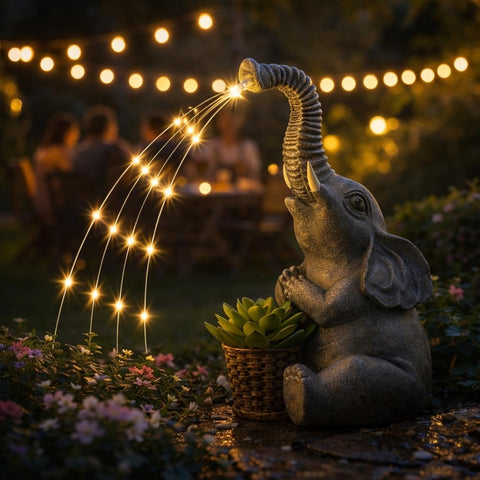Lyeasw auto-on dusk light creates inviting yard ambience.