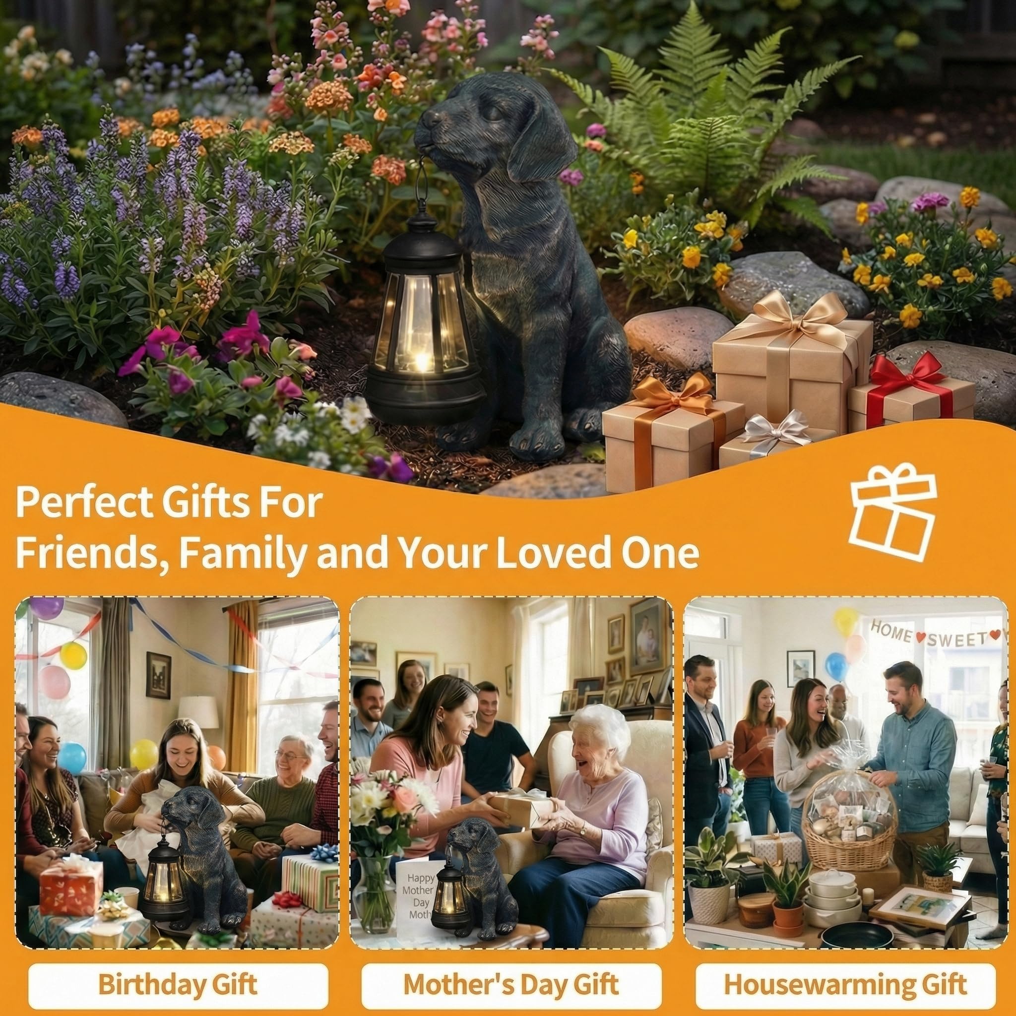 Lyeasw dog statue makes a thoughtful garden or patio gift