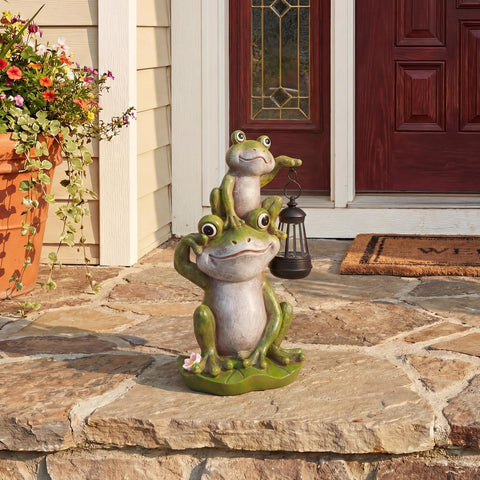 Lyeasw resin frog statue is weatherproof against rain and sun.