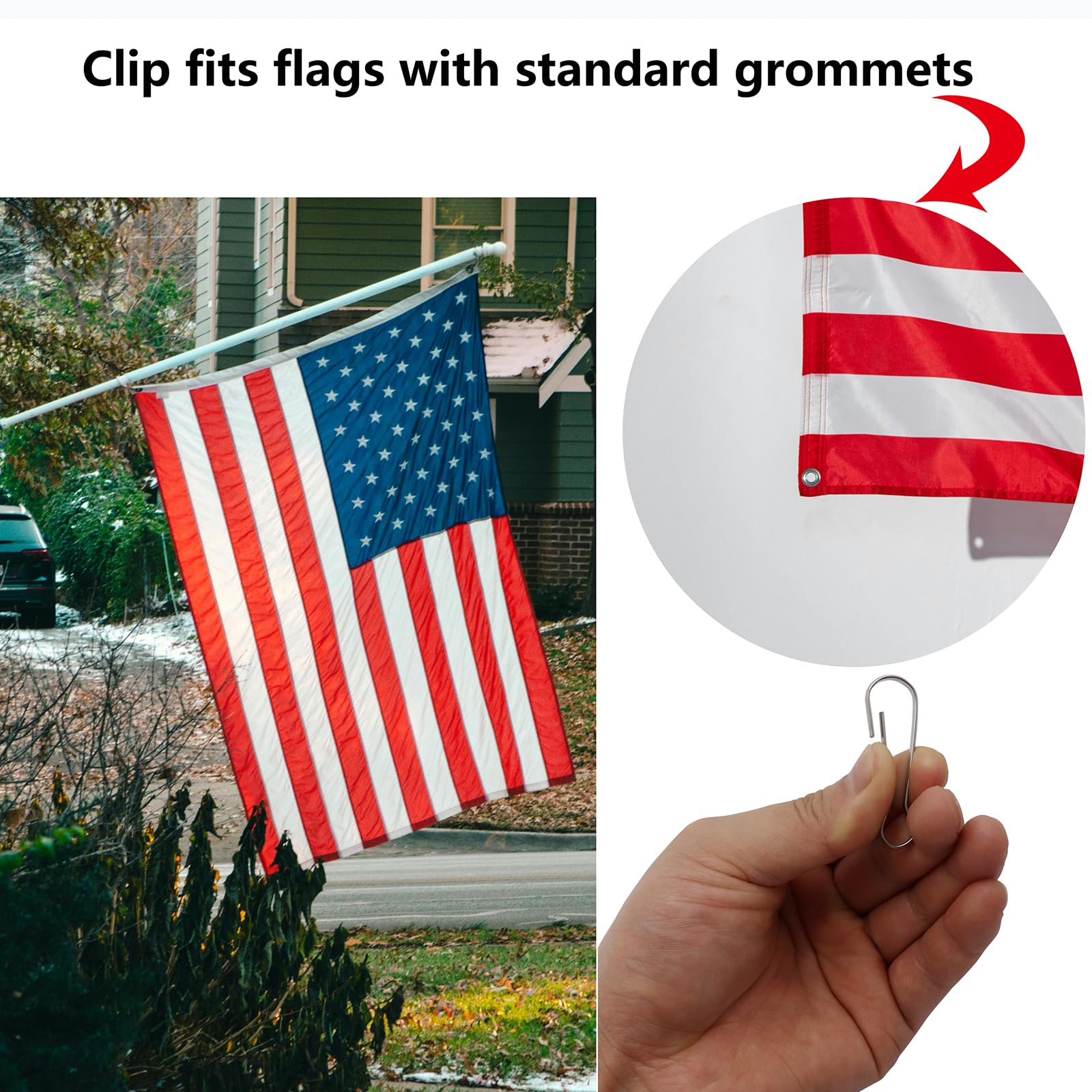 LYECUN rust-resistant clip keeps flags secure in wind.