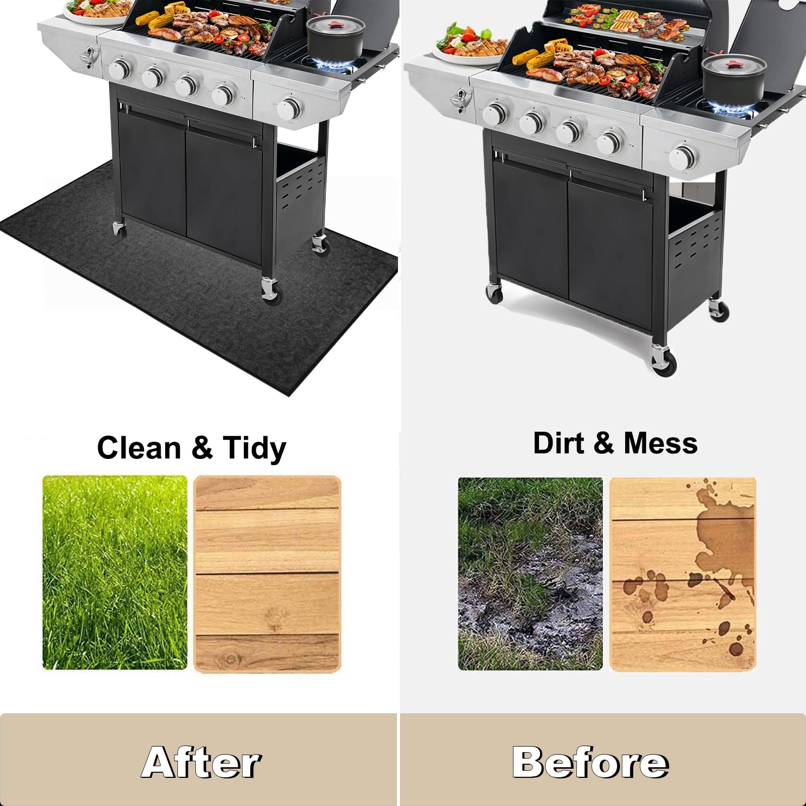 LYEMAT non-slip rubber backing keeps the mat in place while grilling.