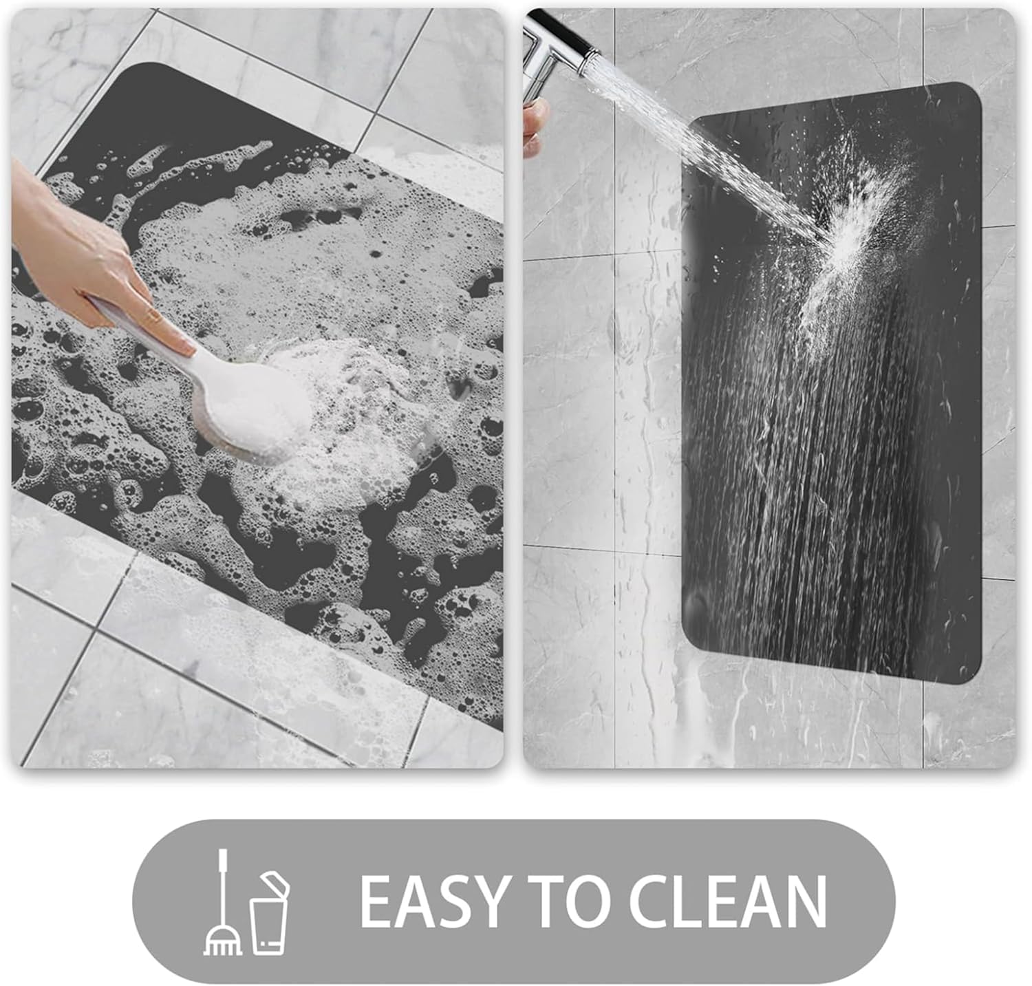 Lygligh Ultra Thin Door Mat 30x17 grey kitchen area use highlights moisture absorption.