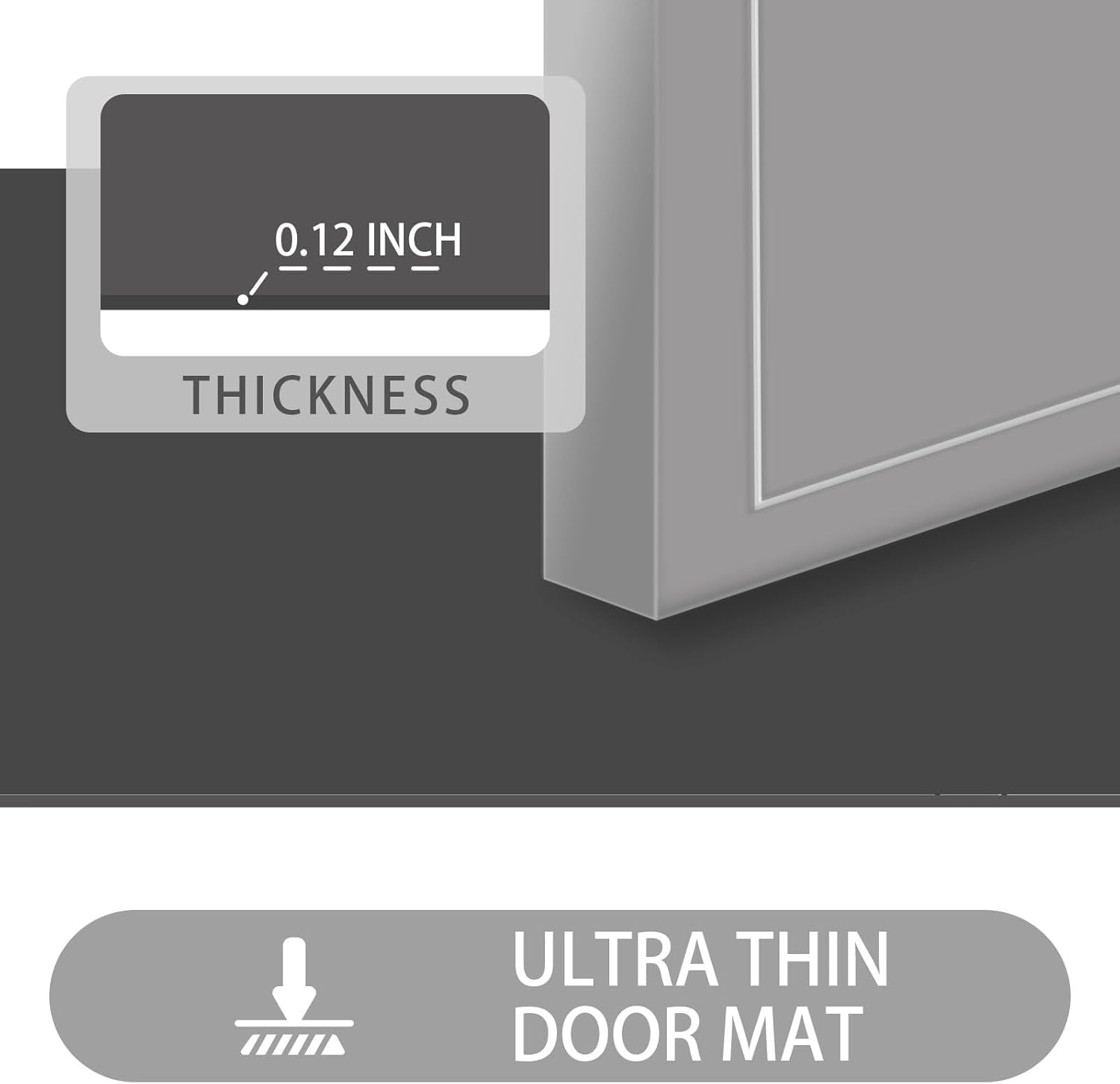 Lygligh Ultra Thin Door Mat 30x17 grey rubber backing close-up shows anti-slip grip.