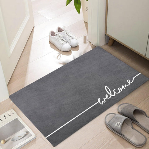LYGLIGH welcome mat ultra-thin front view; fits under doors with ease and style.