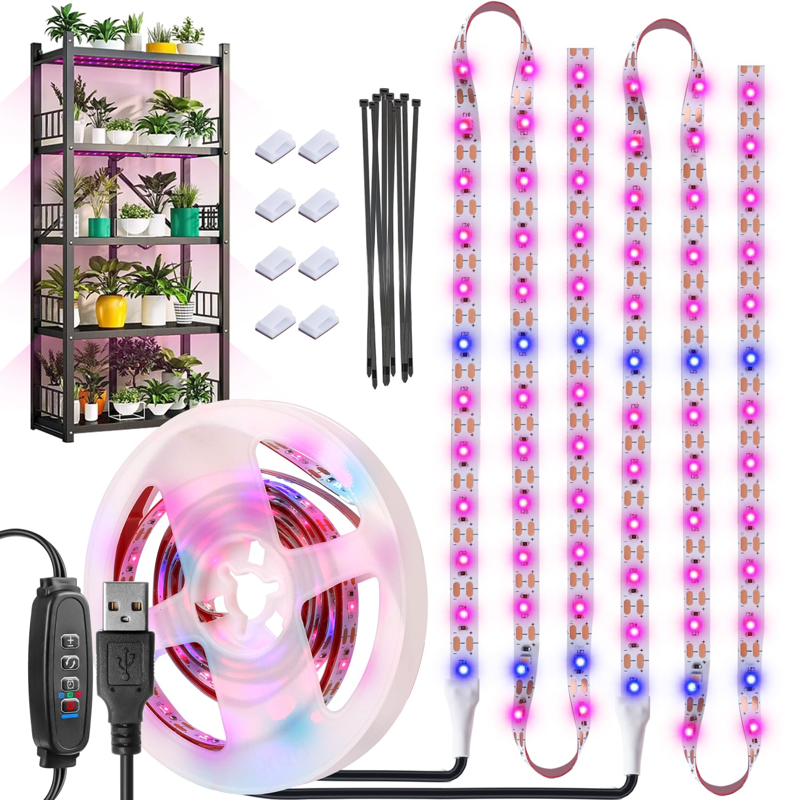 LYGZM grow light over indoor plants with full-spectrum illumination for steady growth