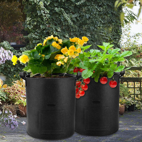 Lyincat stackable storage for grow bags in the garden.