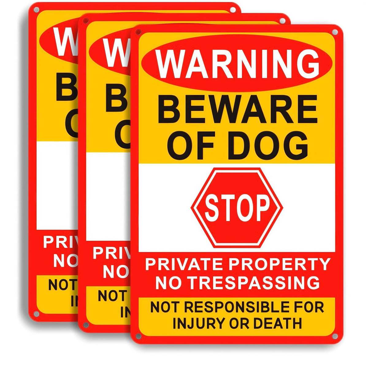 Lykjdnz Beware Of Dog Sign front view with high visibility colors for deterrence