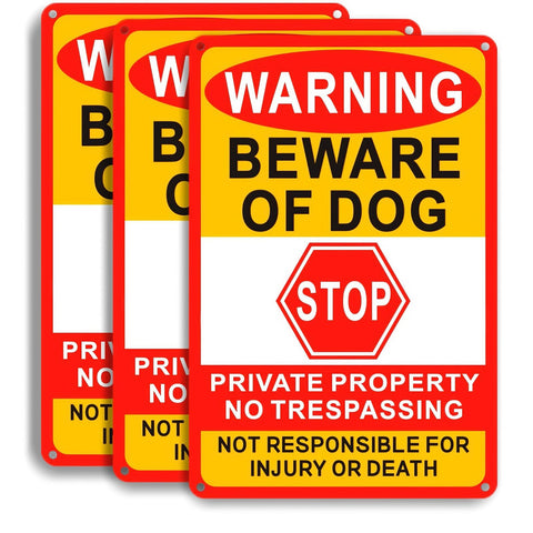 Lykjdnz Beware Of Dog Sign front view with high visibility colors for deterrence