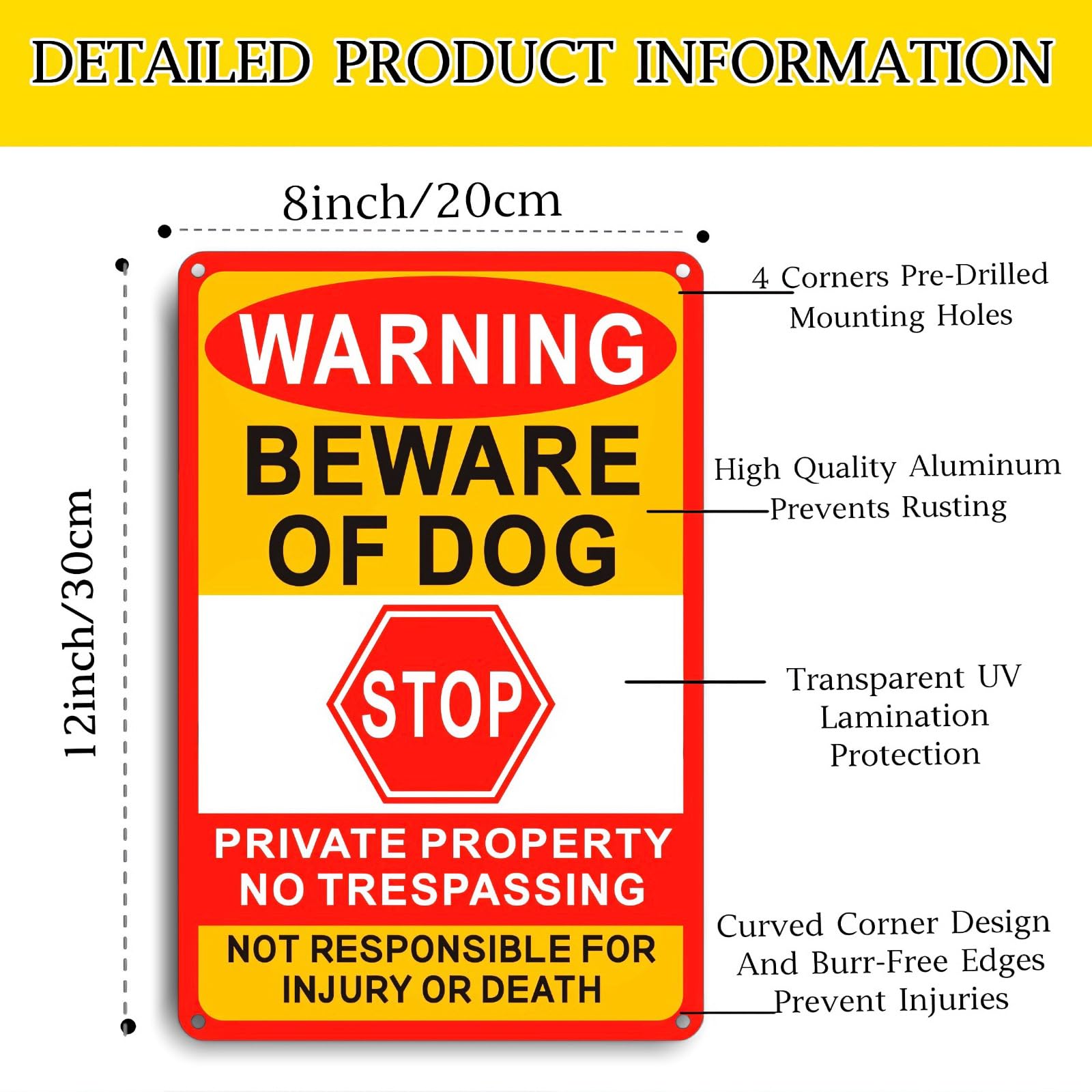 Lykjdnz Beware Of Dog Sign mounted on fence clarifies property boundary
