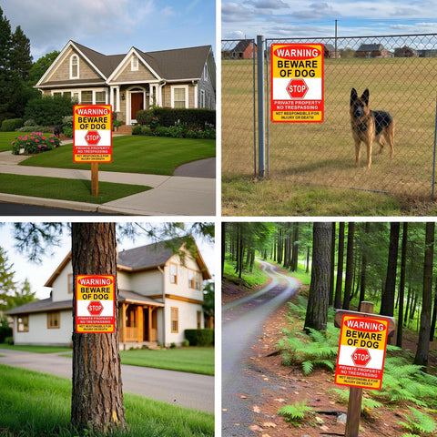 Lykjdnz Beware Of Dog Sign 3-pack helps secure multiple entrances
