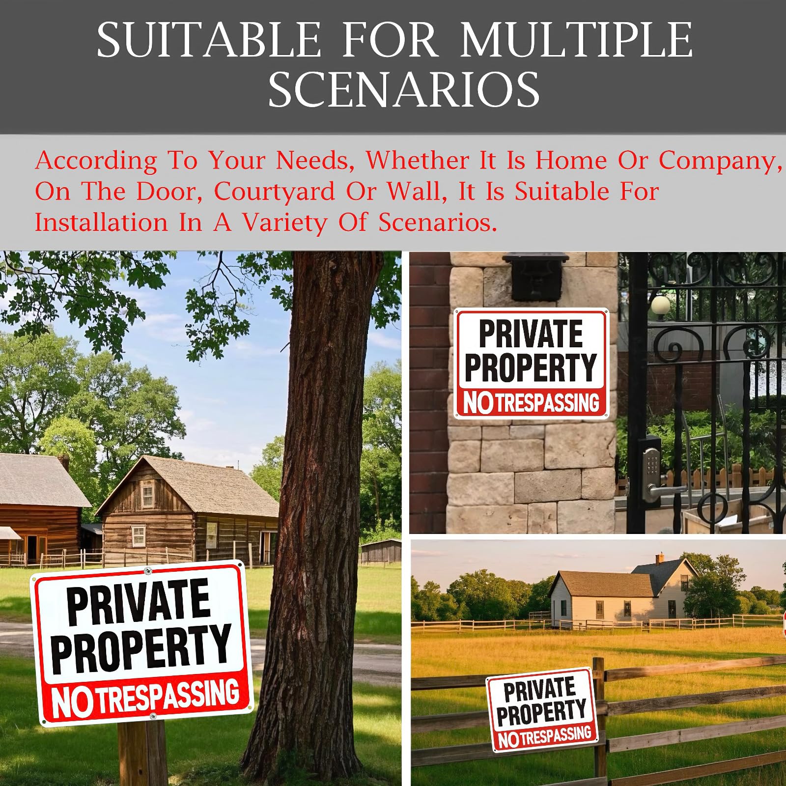 Lykjdnz weather-resistant no trespassing sign 8x12 ideal for fences and walls.