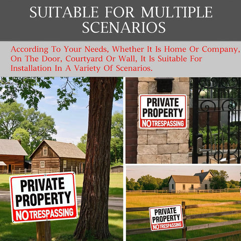 Lykjdnz weather-resistant no trespassing sign 8x12 ideal for fences and walls.