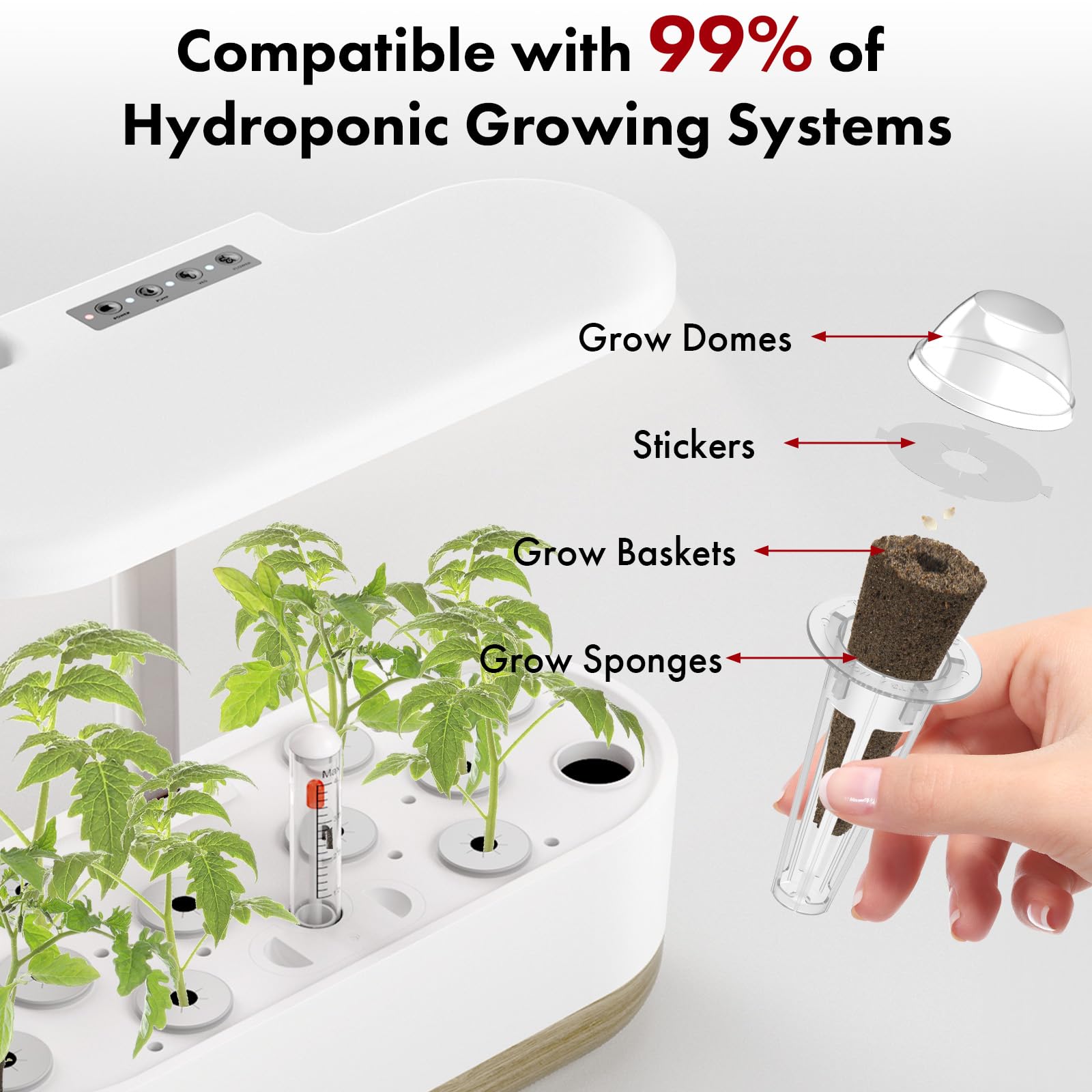 LYKOCLEAN hydroponic domes and baskets help maintain humidity and space