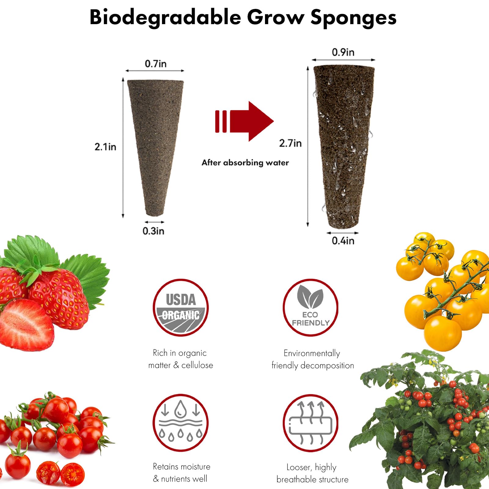 LYKOCLEAN organic sponges peat-based improve moisture retention