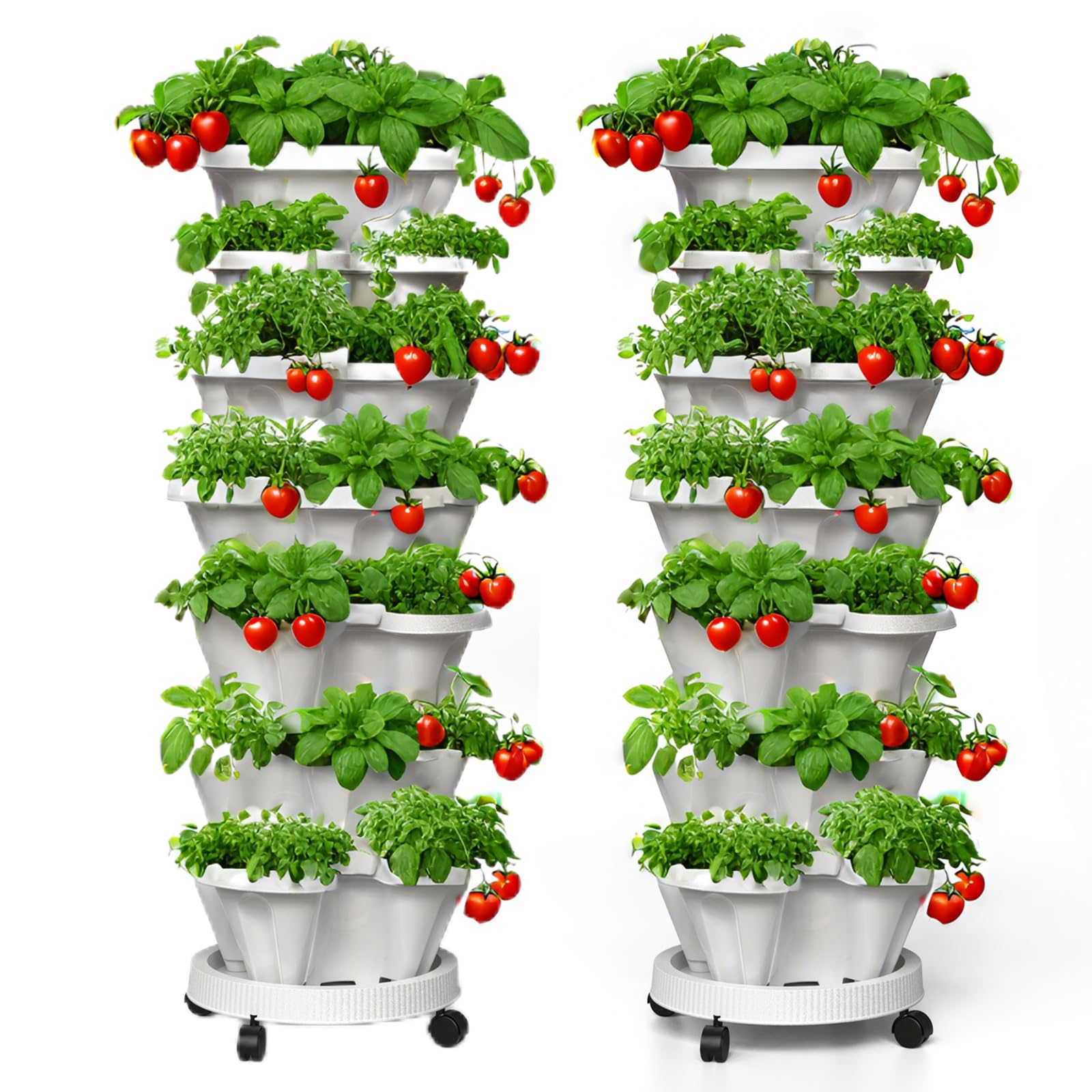 Lykvrii 7-tier stacked planters for space-saving balcony gardening.