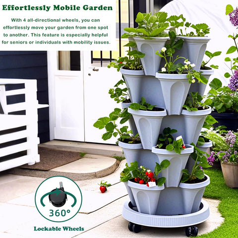 Lykvrii layered watering system maintains consistent moisture across tiers.