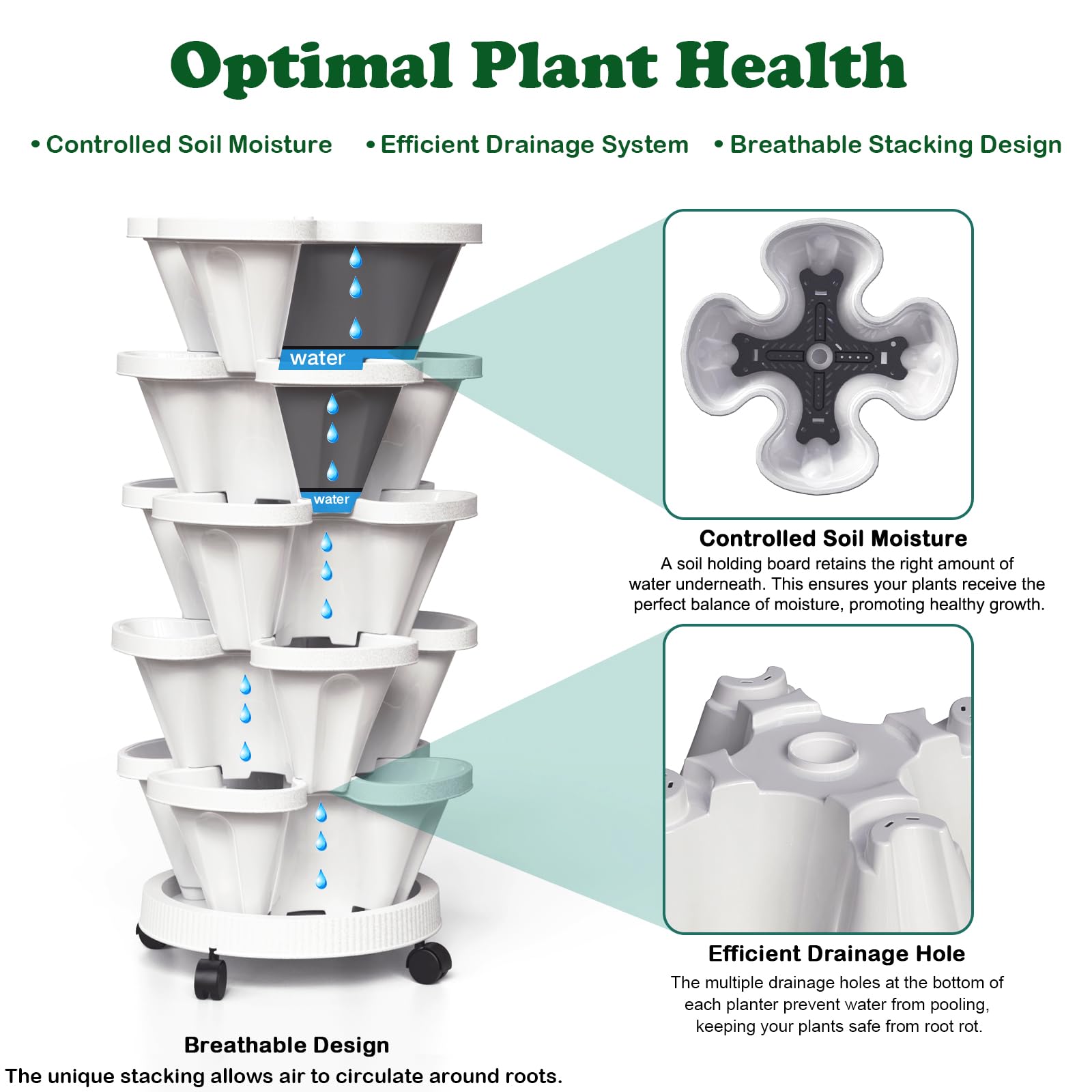 Lykvrii strawberry planter tower supports dense berry cultivation.