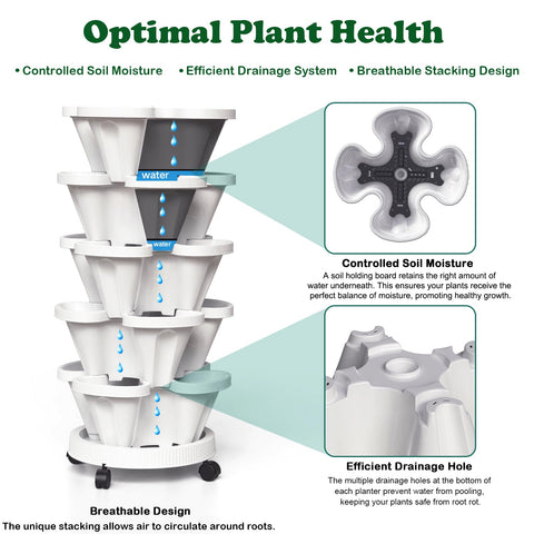 Lykvrii strawberry planter tower supports dense berry cultivation.