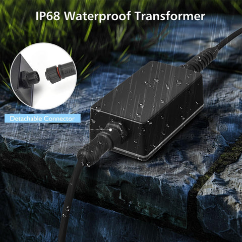 LyLmLe LED Pond Lights 4-spots include a 12V transformer for easy installation.