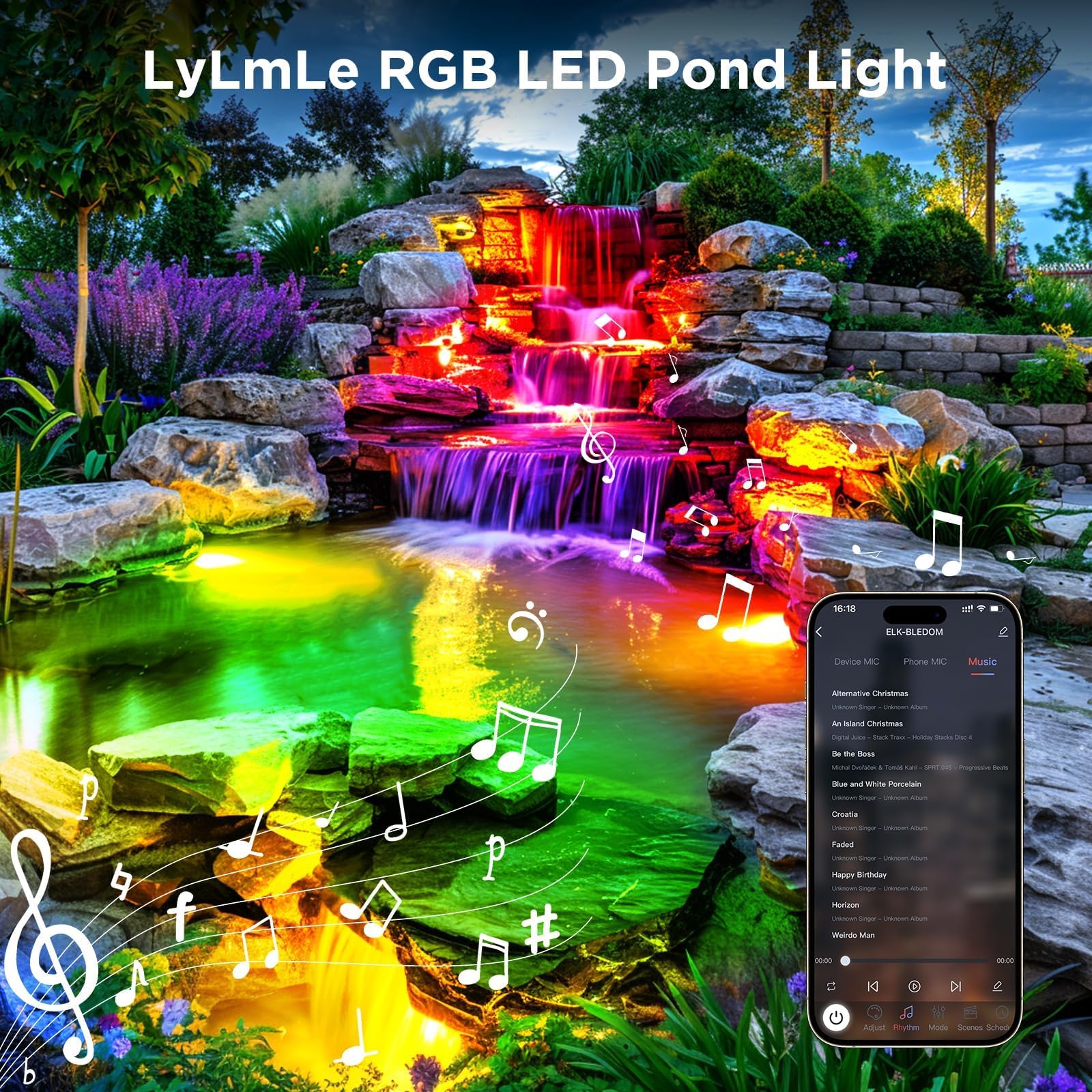 LyLmLe LED Pond Lights 4-spots use tempered glass for durable underwater use.