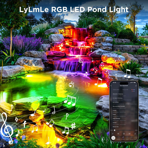 LyLmLe LED Pond Lights 4-spots use tempered glass for durable underwater use.