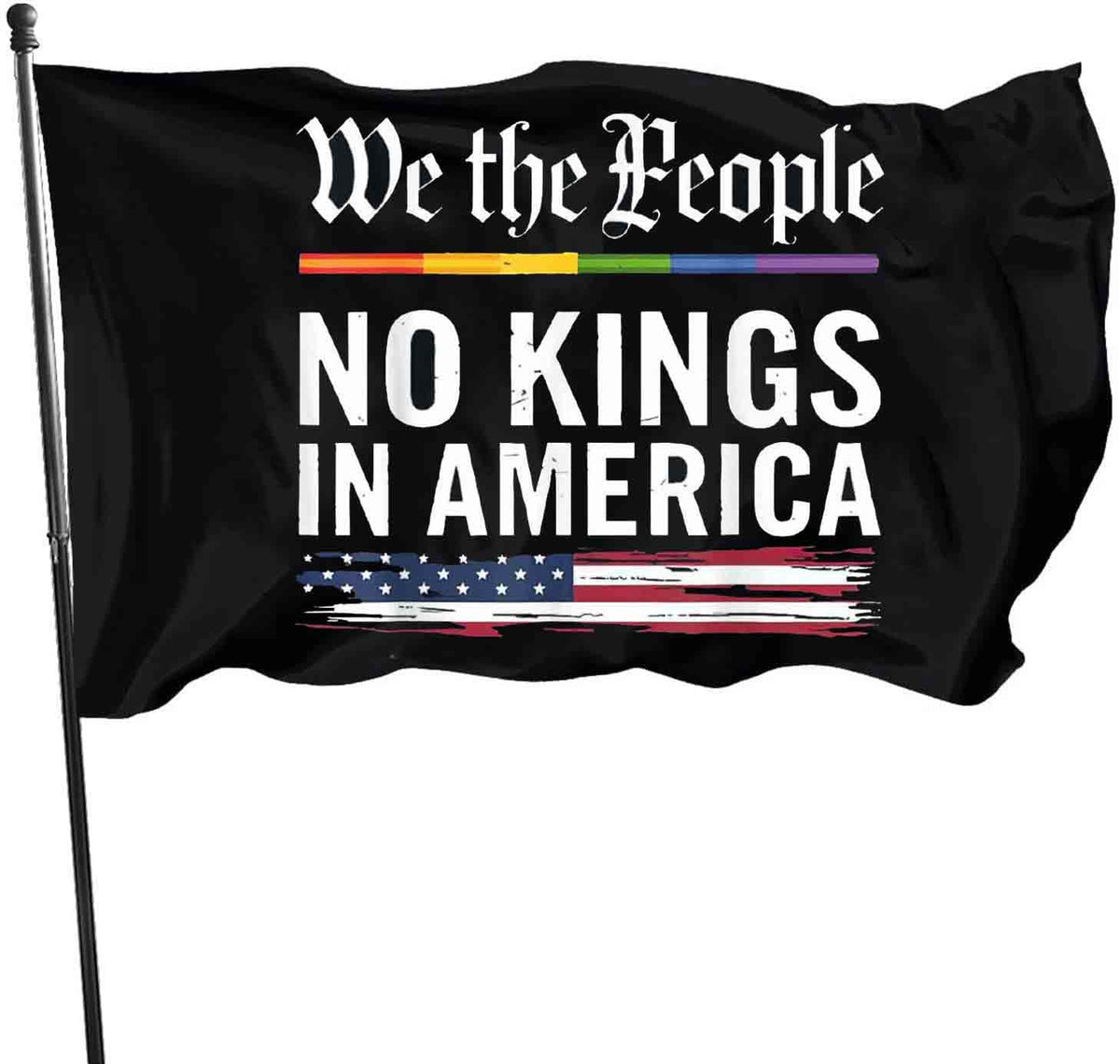 Lymhy No Kings In America flag with brass grommets for durable outdoor display